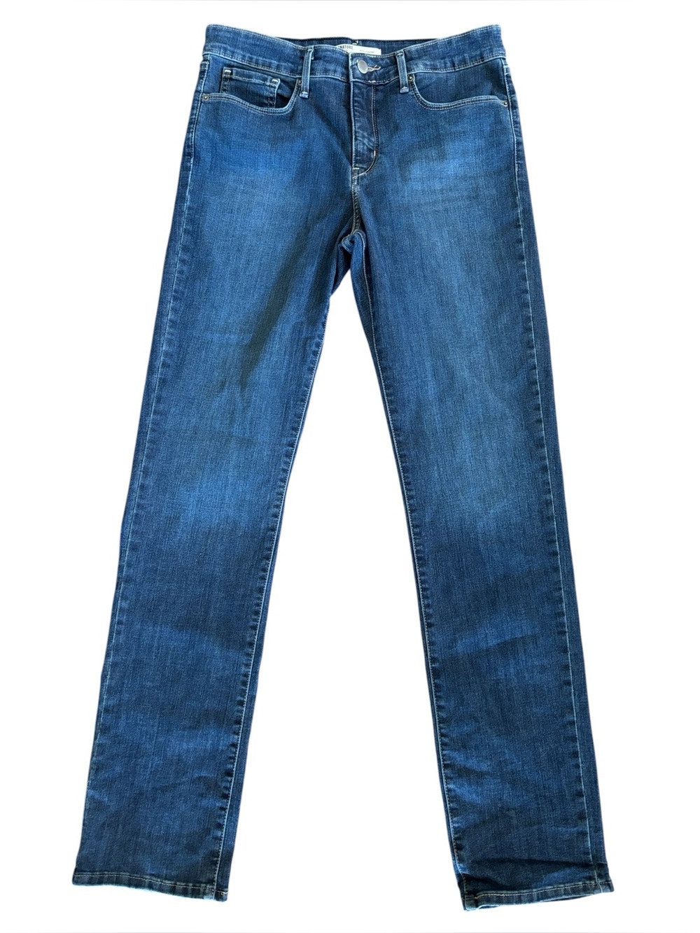 Signature by Levi’s Totally Shaping Straight Leg Blue Jeans Size 10 Long